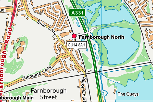 GU14 8AH map - OS VectorMap District (Ordnance Survey)