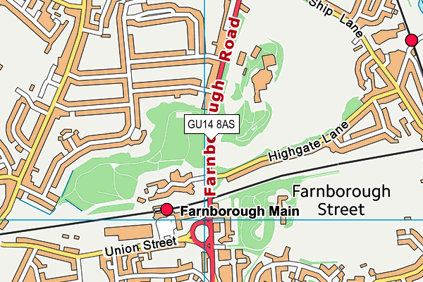 GU14 8AS map - OS VectorMap District (Ordnance Survey)