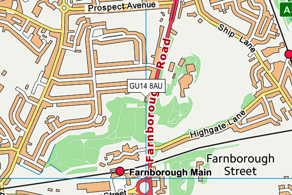 GU14 8AU map - OS VectorMap District (Ordnance Survey)