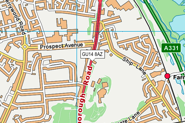 GU14 8AZ map - OS VectorMap District (Ordnance Survey)