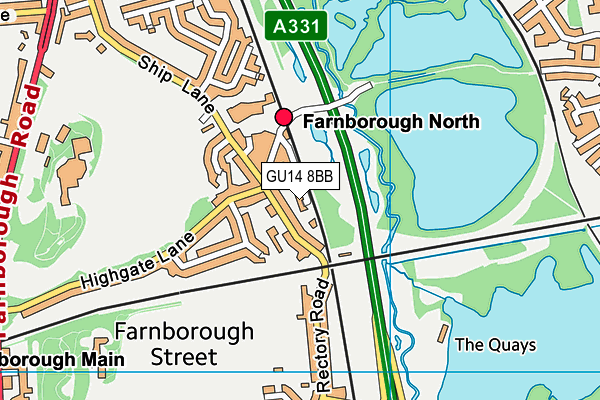 GU14 8BB map - OS VectorMap District (Ordnance Survey)