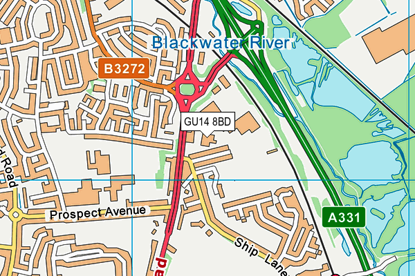 GU14 8BD map - OS VectorMap District (Ordnance Survey)