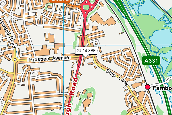 GU14 8BF map - OS VectorMap District (Ordnance Survey)