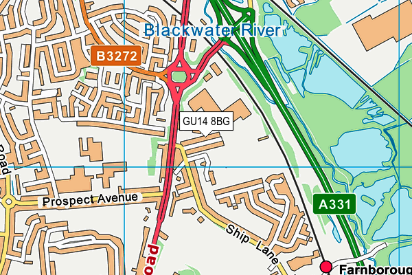 GU14 8BG map - OS VectorMap District (Ordnance Survey)