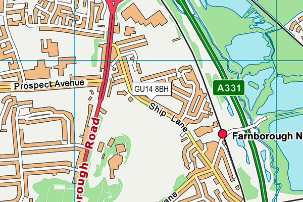 GU14 8BH map - OS VectorMap District (Ordnance Survey)