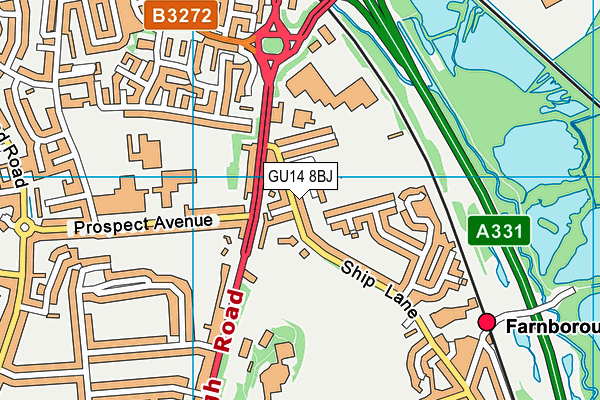 GU14 8BJ map - OS VectorMap District (Ordnance Survey)