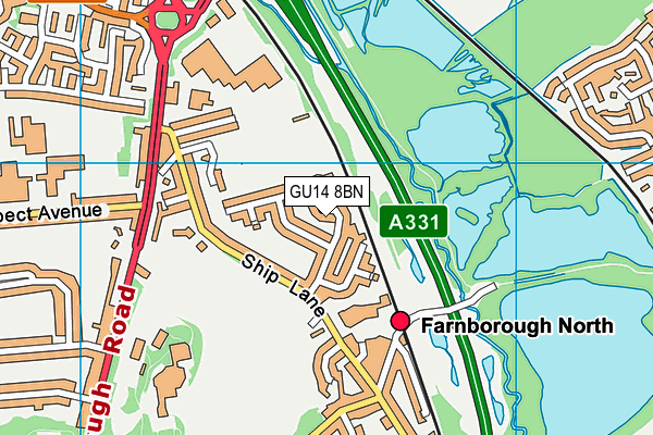 GU14 8BN map - OS VectorMap District (Ordnance Survey)