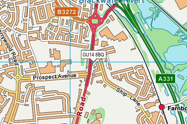 GU14 8BQ map - OS VectorMap District (Ordnance Survey)