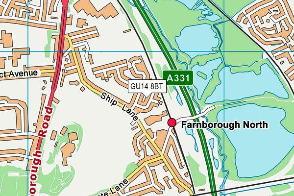 GU14 8BT map - OS VectorMap District (Ordnance Survey)