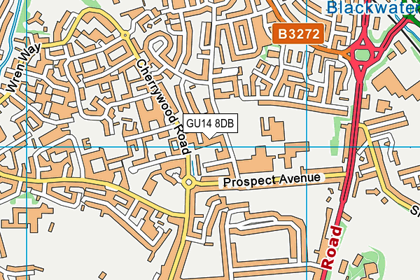 GU14 8DB map - OS VectorMap District (Ordnance Survey)