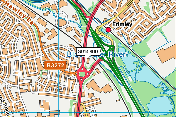 GU14 8DD map - OS VectorMap District (Ordnance Survey)