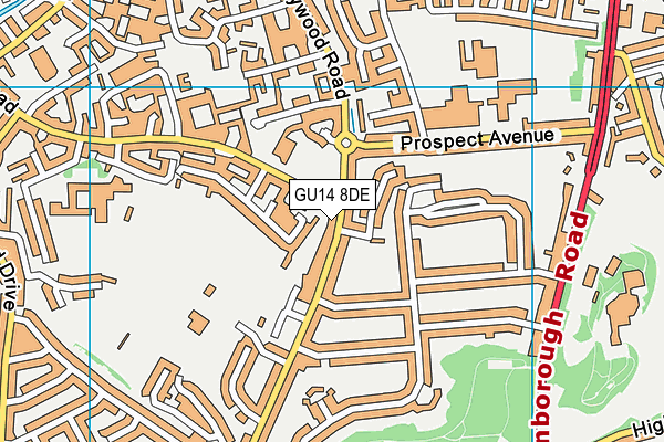 GU14 8DE map - OS VectorMap District (Ordnance Survey)