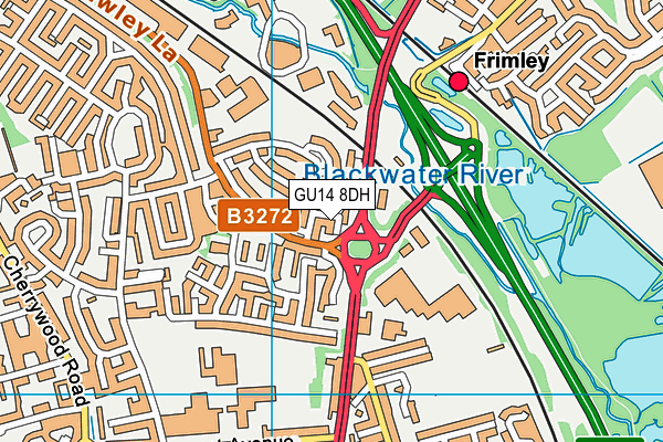 GU14 8DH map - OS VectorMap District (Ordnance Survey)