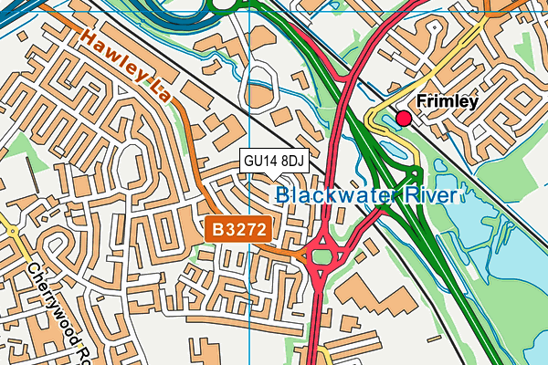 GU14 8DJ map - OS VectorMap District (Ordnance Survey)