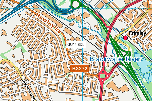 GU14 8DL map - OS VectorMap District (Ordnance Survey)