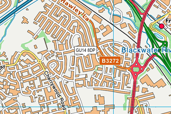 GU14 8DP map - OS VectorMap District (Ordnance Survey)