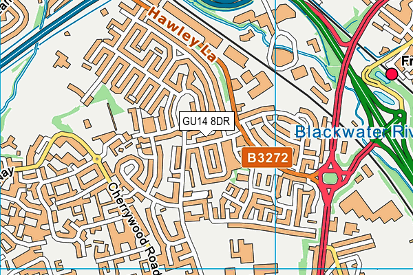 GU14 8DR map - OS VectorMap District (Ordnance Survey)