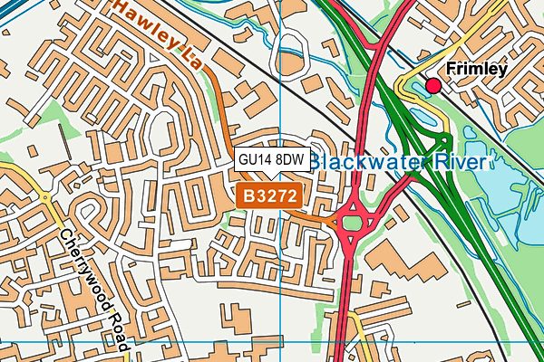 GU14 8DW map - OS VectorMap District (Ordnance Survey)