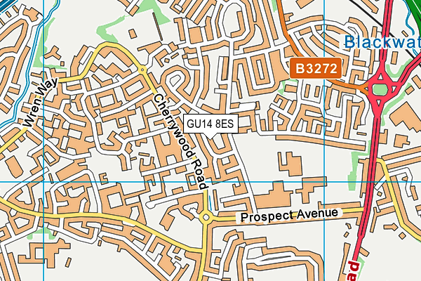 GU14 8ES map - OS VectorMap District (Ordnance Survey)