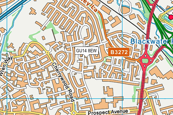 GU14 8EW map - OS VectorMap District (Ordnance Survey)