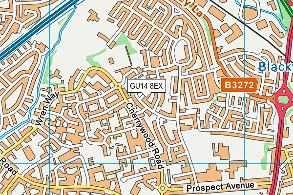 GU14 8EX map - OS VectorMap District (Ordnance Survey)