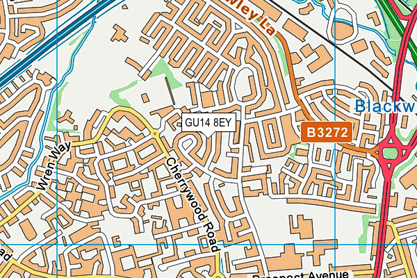 GU14 8EY map - OS VectorMap District (Ordnance Survey)