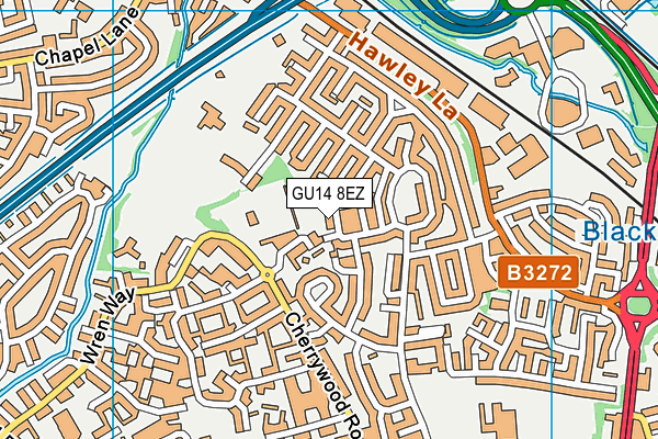 GU14 8EZ map - OS VectorMap District (Ordnance Survey)