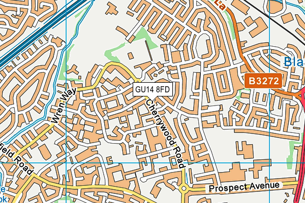 GU14 8FD map - OS VectorMap District (Ordnance Survey)