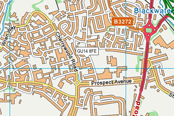 GU14 8FE map - OS VectorMap District (Ordnance Survey)