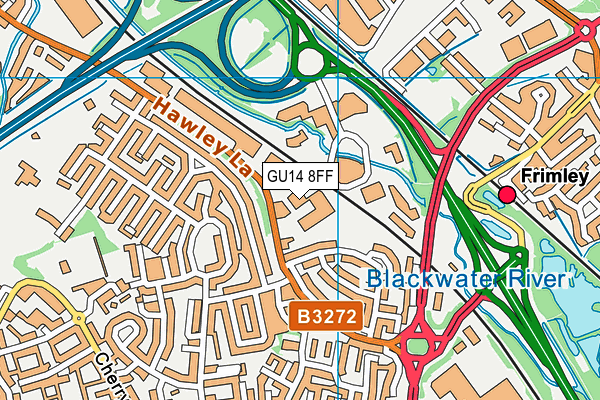 GU14 8FF map - OS VectorMap District (Ordnance Survey)