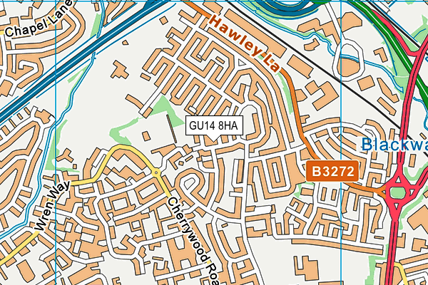 GU14 8HA map - OS VectorMap District (Ordnance Survey)