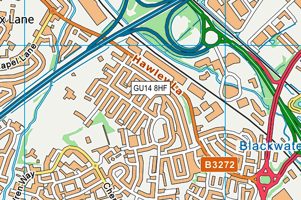 GU14 8HF map - OS VectorMap District (Ordnance Survey)