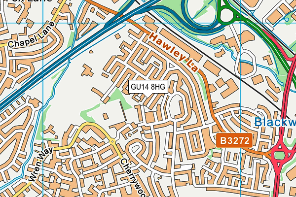 GU14 8HG map - OS VectorMap District (Ordnance Survey)