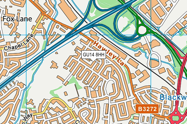 GU14 8HH map - OS VectorMap District (Ordnance Survey)