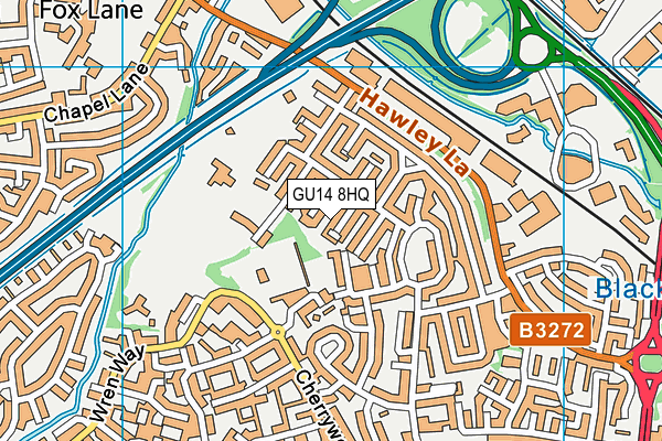 GU14 8HQ map - OS VectorMap District (Ordnance Survey)