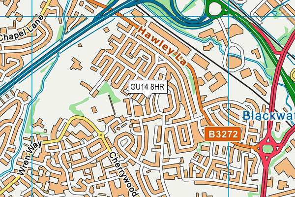 GU14 8HR map - OS VectorMap District (Ordnance Survey)