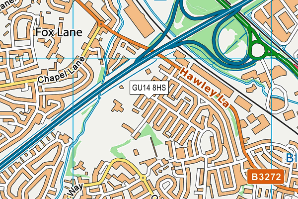 GU14 8HS map - OS VectorMap District (Ordnance Survey)