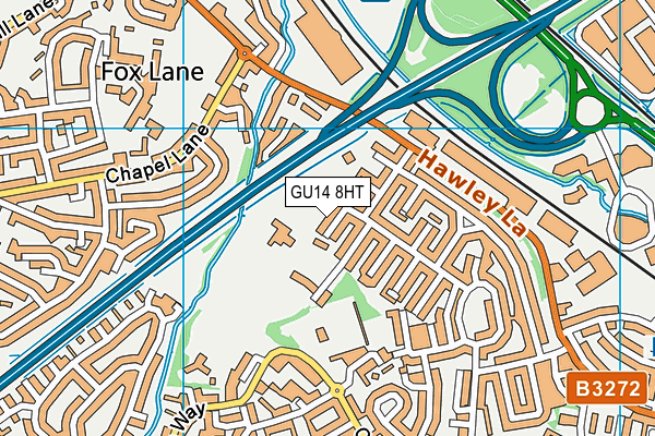 GU14 8HT map - OS VectorMap District (Ordnance Survey)