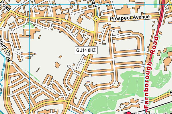 GU14 8HZ map - OS VectorMap District (Ordnance Survey)