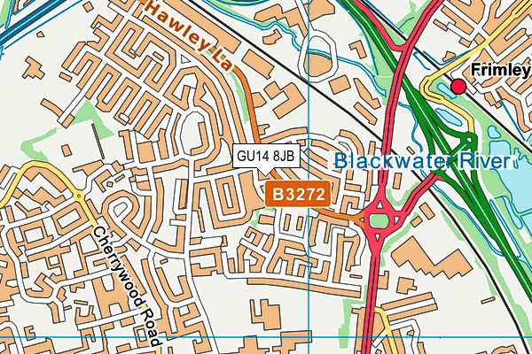 GU14 8JB map - OS VectorMap District (Ordnance Survey)