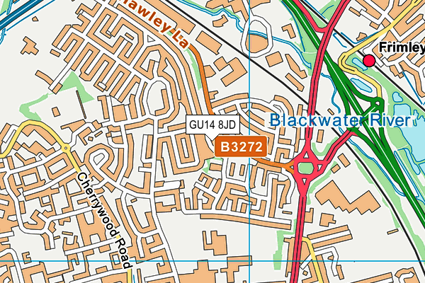 GU14 8JD map - OS VectorMap District (Ordnance Survey)