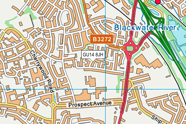 GU14 8JH map - OS VectorMap District (Ordnance Survey)