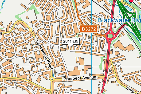 GU14 8JN map - OS VectorMap District (Ordnance Survey)