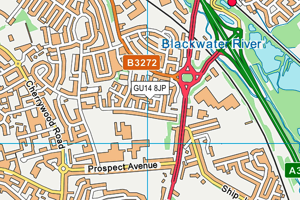 GU14 8JP map - OS VectorMap District (Ordnance Survey)