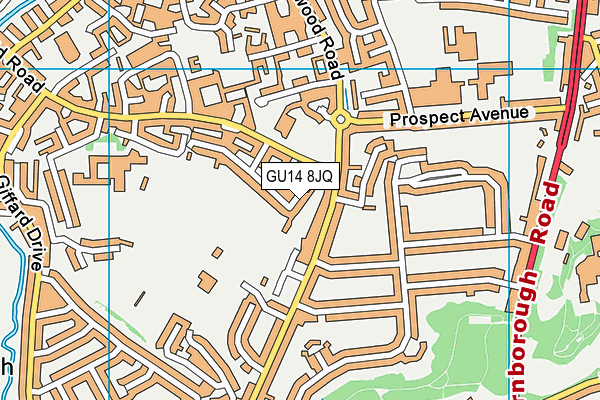 GU14 8JQ map - OS VectorMap District (Ordnance Survey)