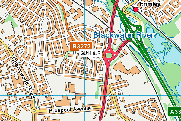 GU14 8JR map - OS VectorMap District (Ordnance Survey)