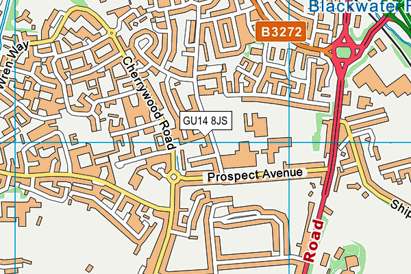 GU14 8JS map - OS VectorMap District (Ordnance Survey)
