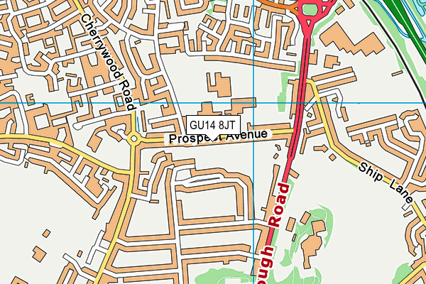 GU14 8JT map - OS VectorMap District (Ordnance Survey)