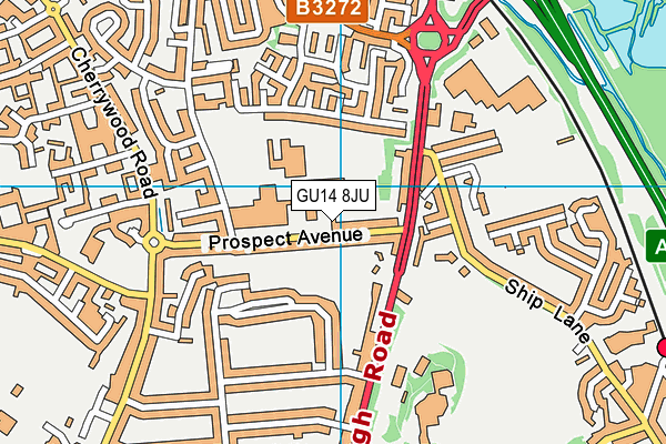 GU14 8JU map - OS VectorMap District (Ordnance Survey)