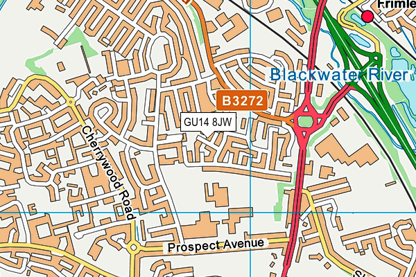 GU14 8JW map - OS VectorMap District (Ordnance Survey)